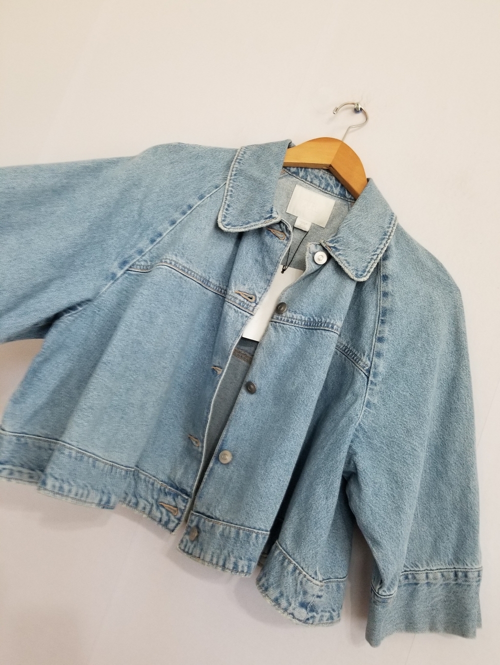 Zara Light Blue Boxy Cropped Denim Jacket - Picture 2 of 8
